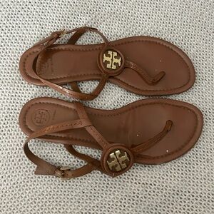 Tory Burch Tan Sandals with Gold Accents